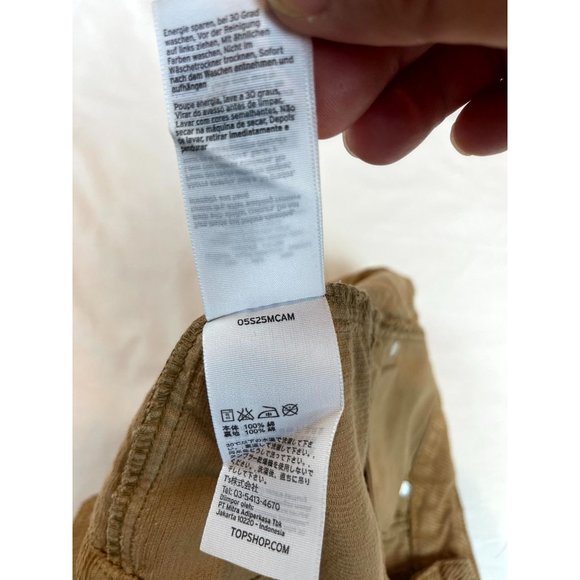 Topshop Moto Women Corduroy Mini Skirt Flat Front Pockets Mustard Brown Size 6 - Picture 5 of 8